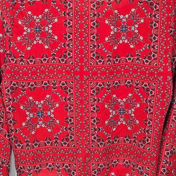 Altar'd State Red Badana Print Front Tie Top. Size Small - Picture 9 of 9